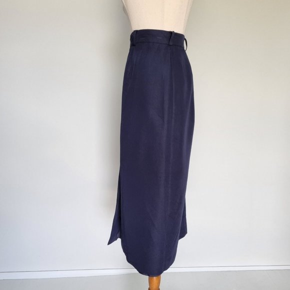 Sportscraft Navy Blue Button Up Midi Skirt Vintage 90s Size 16 - Picture 3 of 10